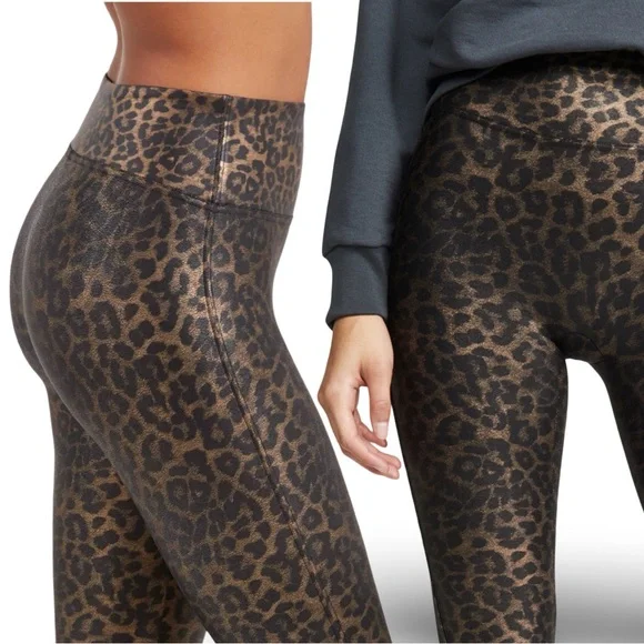 SPANX Luxe Faux Leather Leggings | Leopard Shine | Limited Edition | Size M - Picture 2 of 15